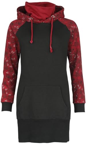 Black Premium by EMP Damen schwarz-roter Langer Pullover mit abgesetzten Ärmeln S von Black Premium by EMP