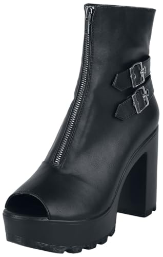 Black Premium by EMP Damen schwarze Peeptoe Stiefelette mit Reißverschluss EU37 von Black Premium by EMP