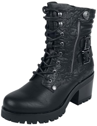 Black Premium by EMP Damen schwarze Schnürboots mit zwei Zierschnallen EU39 von Black Premium by EMP