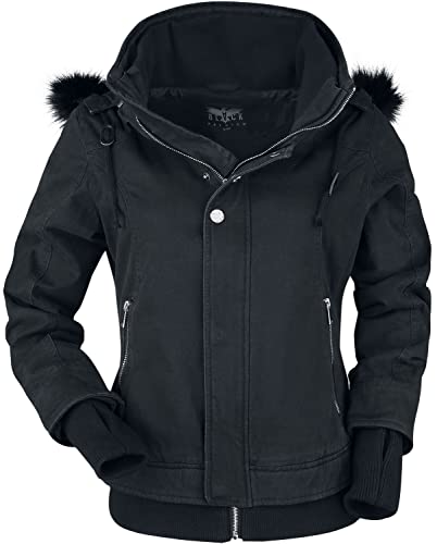 Black Premium by EMP Damen schwarze Winterjacke mit Fell-Kapuze 5XL von Black Premium by EMP