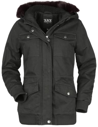 Black Premium by EMP Damen schwarze Winterjacke mit Teddyfutter XXL von Black Premium by EMP