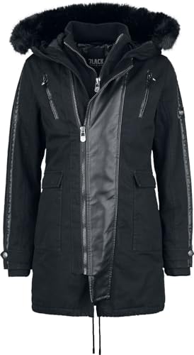 Black Premium by EMP Damen schwarze Winterjacke mit abnehmbarem Kunstfellkragen L von Black Premium by EMP