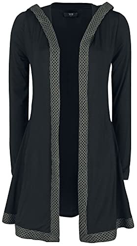 Black Premium by EMP Damen schwarzer Cardigan mit Kapuze und Knoten-Borte L von Black Premium by EMP