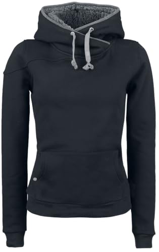 Black Premium by EMP Damen schwarzer Hoodie mit hohem Kragen XXL von Black Premium by EMP