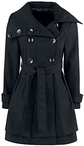 Black Premium by EMP Damen schwarzer Wintermantel mit breitem Kragen M von Black Premium by EMP