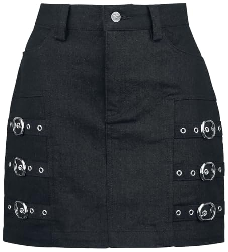 Black Premium by EMP Damen schwarzer kurzer Rock mit Schnallen L von Black Premium by EMP