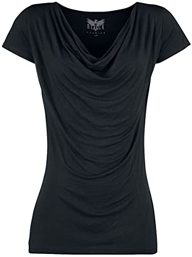 Black Premium by EMP Damen schwarzes Basic T-Shirt mit Wasserfall-Auschnitt XXL von Black Premium by EMP