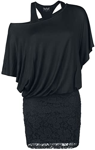 Black Premium by EMP Damen schwarzes Kleid im Double-Layer-Look mit Spitze 3XL von Black Premium by EMP