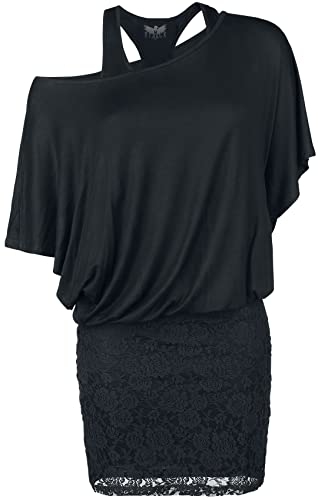 Black Premium by EMP Damen schwarzes Kleid im Double-Layer-Look mit Spitze M von Black Premium by EMP
