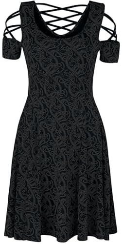 Black Premium by EMP Damen schwarzes Kleid mit Alloverprint 5XL von Black Premium by EMP