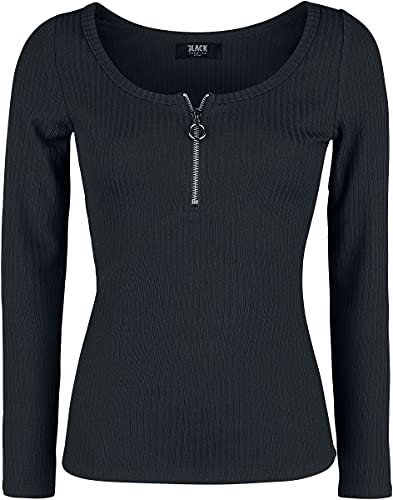 Black Premium by EMP Damen schwarzes Langarmshirt mit Reißverschluss im Rundhalsausschnitt S von Black Premium by EMP