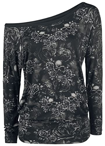 Black Premium by EMP Damen schwarzes Langarmshirt mit Totenkopf-Print 4XL von Black Premium by EMP