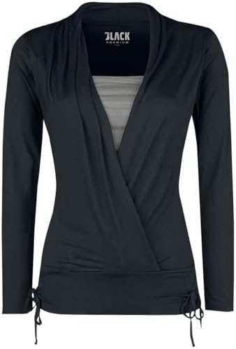 Black Premium by EMP Damen schwarzes Langarmshirt mit Zierbändern M von Black Premium by EMP