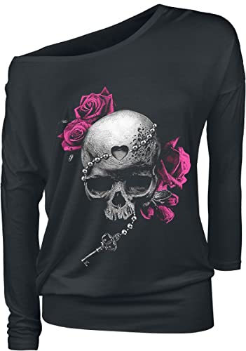 Black Premium by EMP Damen schwarzes Longsleeve mit Rundhalsausschnitt und Print L von Black Premium by EMP