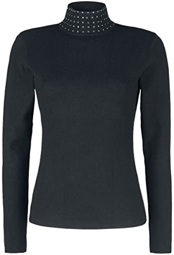 Black Premium by EMP Damen schwarzes Rollkragen Langarmshirt mit Nieten M von Black Premium by EMP