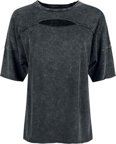 Black Premium by EMP Damen schwarzes T-Shirt mit Cut-Out Dekolleté und außenliegenden Nähten XL von Black Premium by EMP