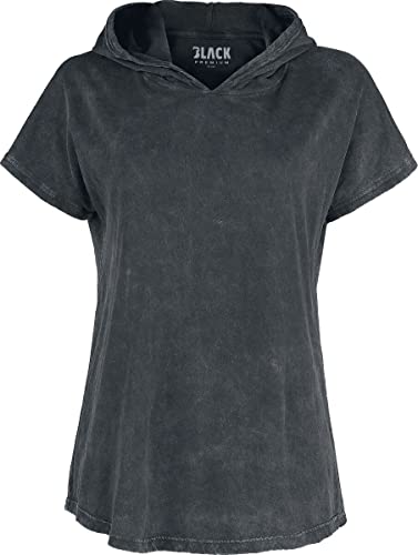 Black Premium by EMP Damen schwarzes T-Shirt mit Kapuze 5XL von Black Premium by EMP