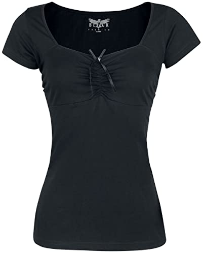 Black Premium by EMP Damen schwarzes T-Shirt mit Raffungen 3XL von Black Premium by EMP