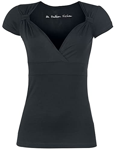 Black Premium by EMP Damen schwarzes T-Shirt mit V-Ausschnitt und Raffungen 4XL von Black Premium by EMP