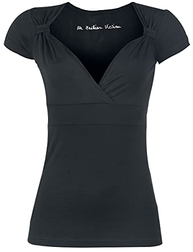 Black Premium by EMP Damen schwarzes T-Shirt mit V-Ausschnitt und Raffungen M von Black Premium by EMP
