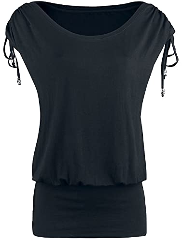 Black Premium by EMP Damen schwarzes T-Shirt mit geschnürten Ärmeln XL von Black Premium by EMP