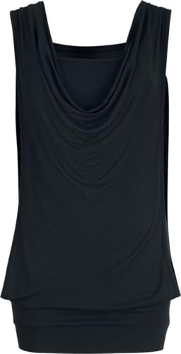 Black Premium by EMP Damen schwarzes Top im Double-Layer-Look mit Wasserfallausschnitt L von Black Premium by EMP