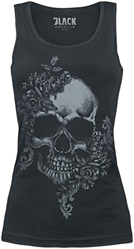 Black Premium by EMP Damen schwarzes Top mit Totenkopf-Print L von Black Premium by EMP