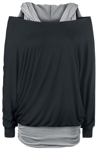 Black Premium by EMP Damen schwarzes lockeres Langarmshirt im Double-Layer-Look 5XL von Black Premium by EMP