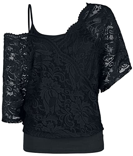 Black Premium by EMP Damen schwarzes lockeres T-Shirt aus Spitze L von Black Premium by EMP