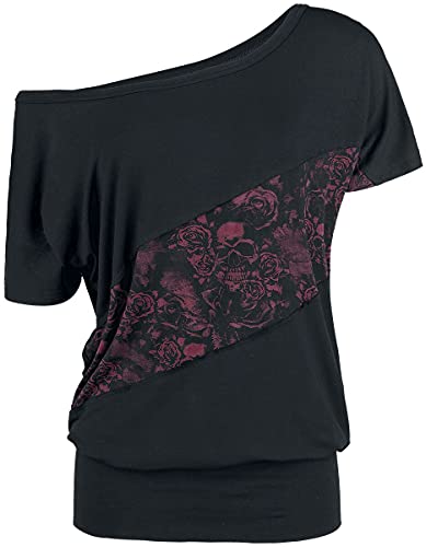 Black Premium by EMP Damen schwarzes lockeres T-Shirt mit Totenkopf-Print L von Black Premium by EMP