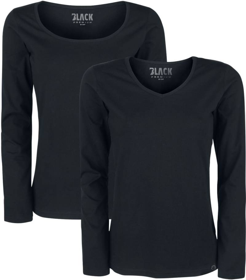 Black Premium by EMP Doppelpack Longsleeve Langarmshirt schwarz in XXL von Black Premium by EMP