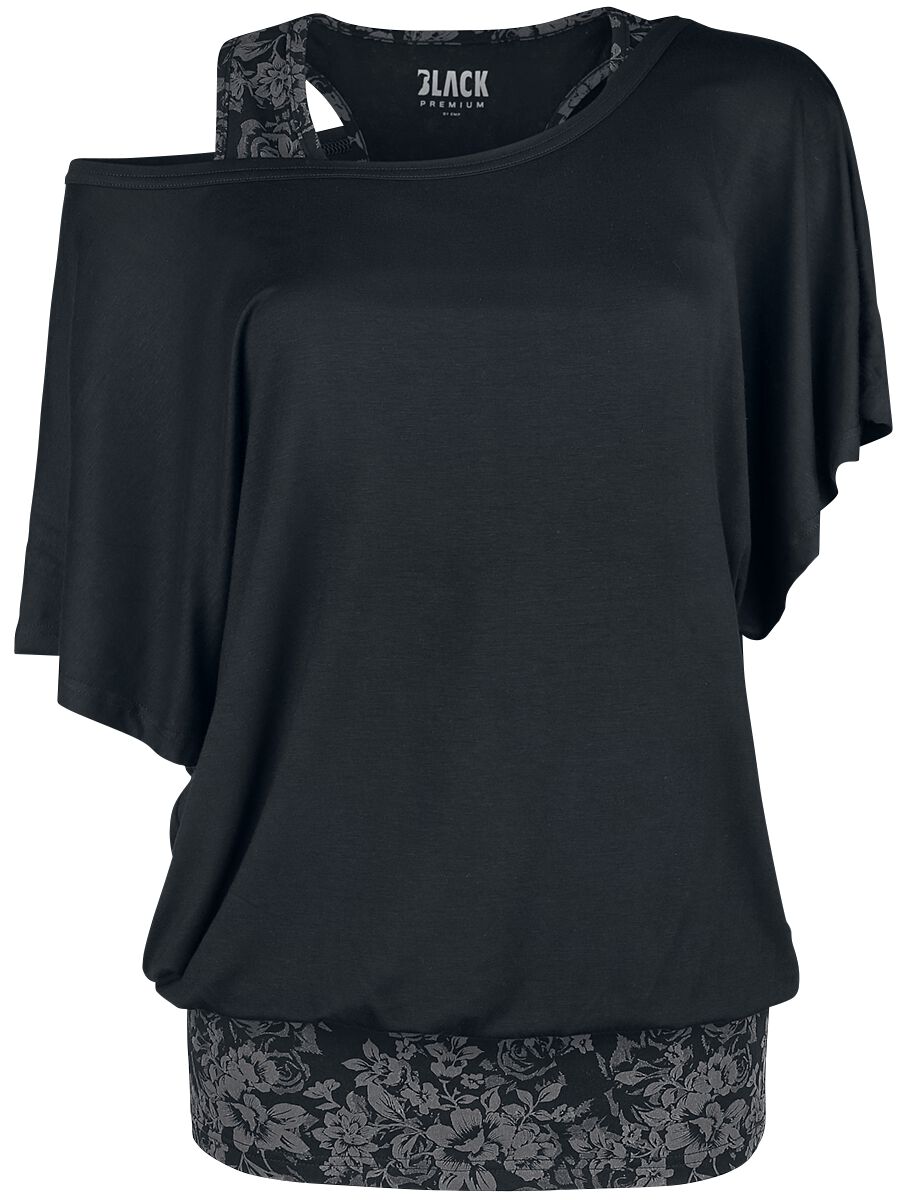 Black Premium by EMP - Double-Layer T-Shirt mit Alloverprint auf dem Top - T-Shirt - schwarz - EMP Exklusiv! von Black Premium by EMP