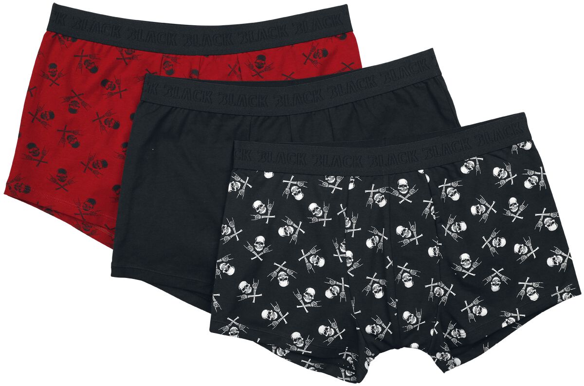 Black Premium by EMP Dreierpack Boxershorts mit Totenköpfen Boxershort-Set multicolor in L von Black Premium by EMP