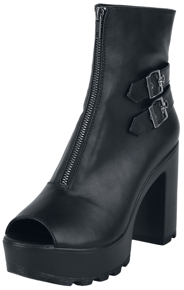 Black Premium by EMP - Gothic Stiefel - Peeptoe Stiefelette mit Reißverschluss - EU37 bis EU41 - für Damen - Größe EU37 - schwarz von Black Premium by EMP