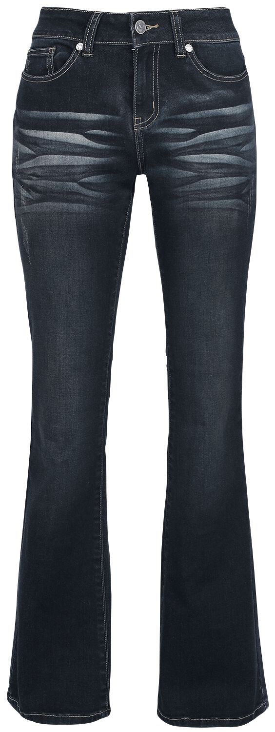 Black Premium by EMP Grace - Dunkelblaue Jeans mit Waschung und Schlag Jeans dunkelblau in W30L32 von Black Premium by EMP