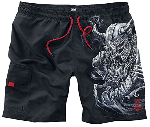 Black Premium by EMP Herren Schwarze Badehose mit Wikinger-Print S von Black Premium by EMP