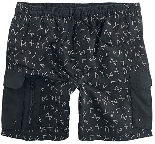 Black Premium by EMP Herren Schwarze Badeshorts mit Runen-Print M von Black Premium by EMP