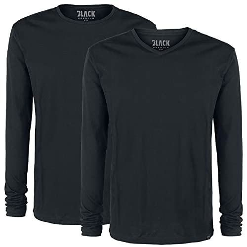 Black Premium by EMP Herren Schwarze Basic Longsleeves im Doppelpack - Robustes Aber angenehm zu tragendes Baumwollmaterial 4XL von Black Premium by EMP