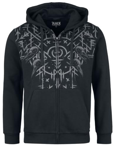Black Premium by EMP Herren Schwarze Kapuzenjacke mit keltisch anmutenden Print XL von Black Premium by EMP