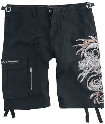 Black Premium by EMP Herren Schwarze Shorts mit Dragon-Print und Schnallen XXL von Black Premium by EMP