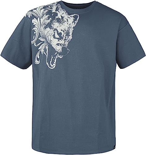 Black Premium by EMP Herren blaues T-Shirt mit Wolf-Print M von Black Premium by EMP