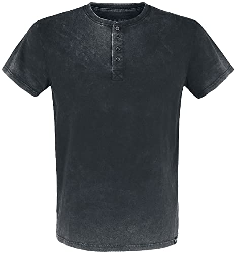 Black Premium by EMP Herren dunkelgraues T-Shirt mit Waschung und Knopfleiste 3XL von Black Premium by EMP