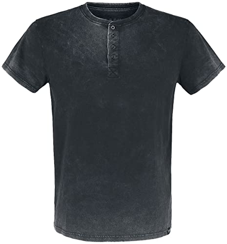 Black Premium by EMP Herren dunkelgraues T-Shirt mit Waschung und Knopfleiste 5XL von Black Premium by EMP