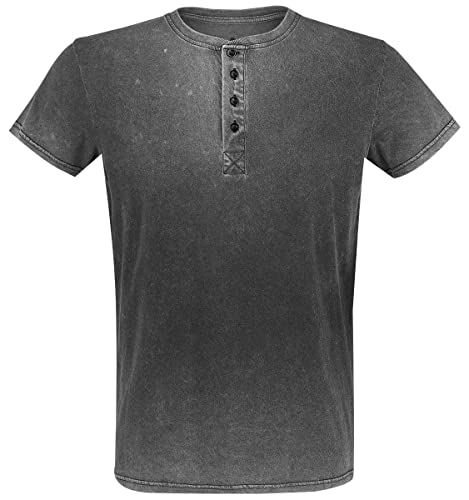 Black Premium by EMP Herren graues Basic T-Shirt mit Knopfleiste M von Black Premium by EMP