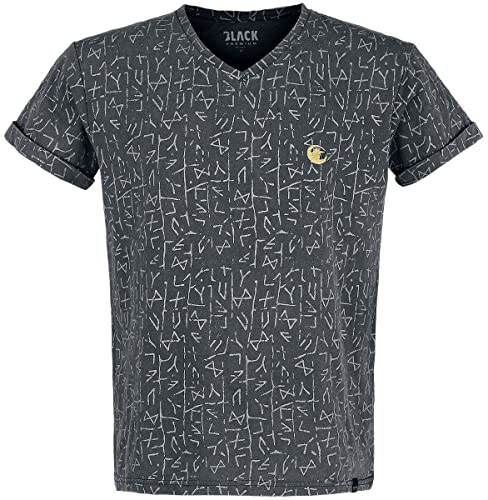 Black Premium by EMP Herren graues T-Shirt mit Wikinger-Print 4XL von Black Premium by EMP