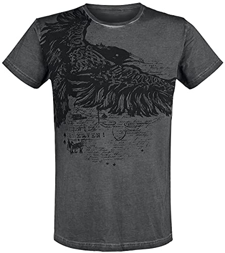 Black Premium by EMP Herren graues T-Shirt mit rockigem Print M von Black Premium by EMP