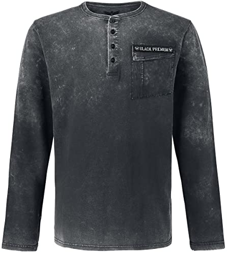 Black Premium by EMP Herren graues Vintage Langarmshirt - Brusttasche mit Patte und Patch 3XL von Black Premium by EMP