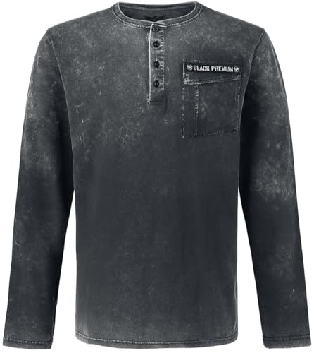 Black Premium by EMP Herren graues Vintage Langarmshirt S von Black Premium by EMP