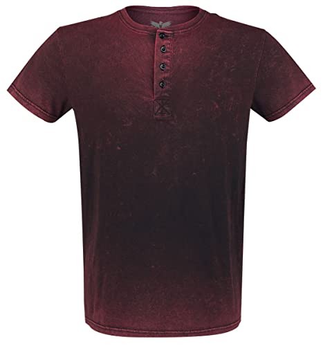 Black Premium by EMP Herren rotes Basic T-Shirt mit Knopfleiste L von Black Premium by EMP