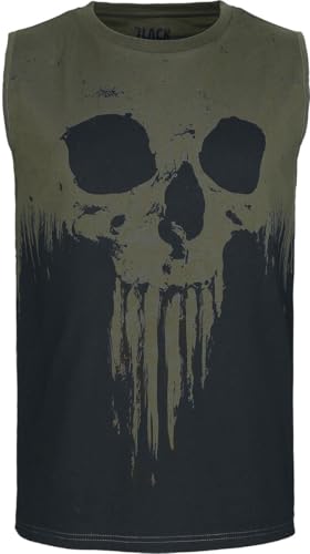 Black Premium by EMP Herren schwarz-olivfarbenes Tank-Top mit Skull Frontprint XXL von Black Premium by EMP